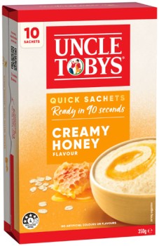 Uncle+Tobys+Rolled+Oats+Quick+Sachets+8-10+Pack+or+Weeties+Cereal+510g+Selected+Varieties