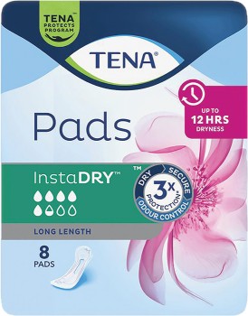 Tena-Pads-InstaDry-Long-Length-8-Pack on sale