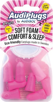 AudiPlugs+Soft+Foam+Comfort+%26amp%3B+Sleep+Ear+Plugs+4+Pairs