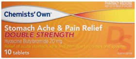 Chemists%26rsquo%3B+Own+Stomach+Ache+%26amp%3B+Pain+Relief+Double+Strength+10+Tablets