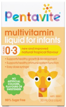 Pentavite+Multivitamin+Liquid+for+Infants+0-3+Years+Tropical+Flavour+30mL