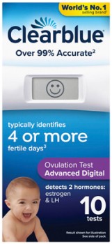 Clearblue+Advanced+Digital+Ovulation+Test+with+Dual+Hormone+Indicator+10+Pack