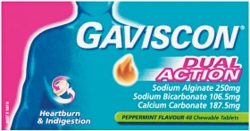 Gaviscon-Dual-Action-Peppermint-Flavour-48-Chewable-Tablets on sale