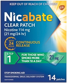 Nicabate+Clear+Patch+21mg%2F24+hr+14+Patches