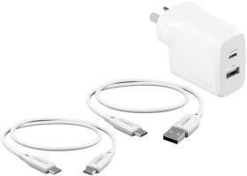 Cygnett+RapidCharge+Wall+Charger+and+Cables+Bundle+-+White