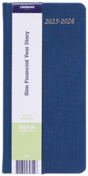 J.Burrows+Slim+Week+to+View+FY25%2F26+Textured+Diary+-+Navy