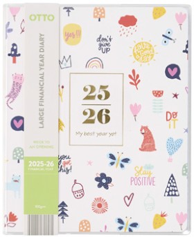 Otto+Large+Week+to+View+FY25%2F26+Cute+Diary+-+White