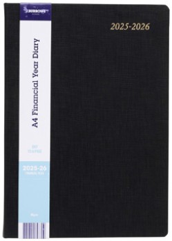 J.Burrows+A4+Day+to+Page+FY25%2F26+Textured+Diary+-+Black