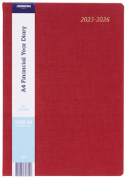 JBurrows-A4-Day-to-Page-FY2526-Textured-Diary-Berry on sale