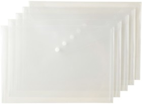 Keji+Button+Document+Wallet+5+Pack+-+Clear