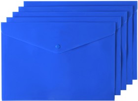 Keji+Button+Document+Wallet+5+Pack+-+Blue