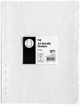 Keji+A4+Manilla+Dividers+White+-+10+Tab