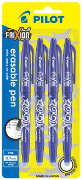 Pilot+Frixion+Ball+Erasable+Gel+Pen+4+Pack+-+Blue