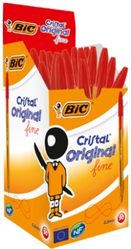 BIC+Cristal+Ballpoint+Pens+50+Pack+-+Fine+Red