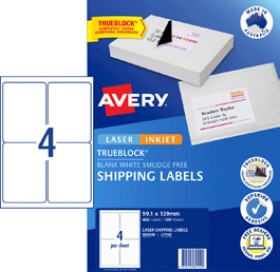 Avery+TrueBlock+Shipping+Labels+4UP+100+Sheets