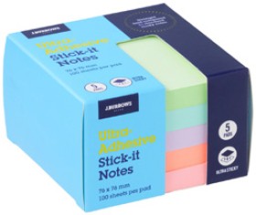 NEW+J.Burrows+Ultra+Adhesive+Stick-it+Notes+5+Pack+-+Sunset