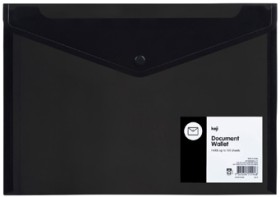 Keji+A4+Button+Document+Wallet+-+Black