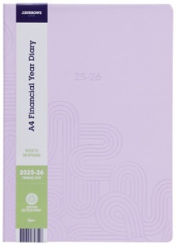 J.Burrows+A4+Week+To+View+FY25%2F26+Embossed+Diary+-+Pink