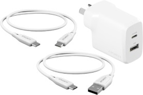 Cygnett+RapidCharge+32W+Wall+Charger+and+Cables+Bundle