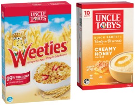 Uncle+Tobys+Oats+Quick+Sachets+10+Pack%2C+Weeties+510g+or+Hi+Fibre+8+Pack+Selected+Varieties