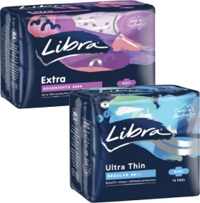 Libra+Ultra+Thin+Pads+Regular+with+Wings+14+Pack+or+Goodnights+Extra+Long+with+Wings+10+Pack