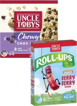 Uncle+Tobys+Muesli+Bars+145g-185g+or+Roll+Ups+94g