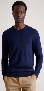 Blaq+Australian+Merino+Crew+Neck+Knit+-+Navy