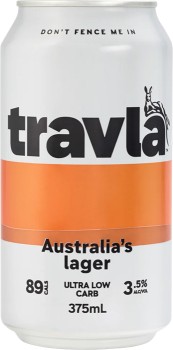 Travla+Mid+Strength+Lager+Cans+375mL