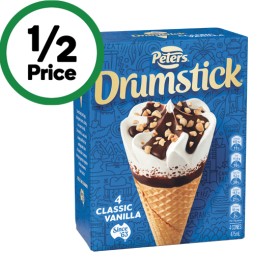 Peters-Drumstick-Ice-Cream-475-490ml-Pk-4-6-Excludes-Plant-Based-From-the-Freezer on sale