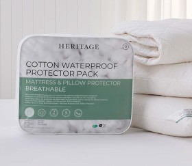 Heritage+Washable+Cotton+Waterproof+Mattress+and+Pillow+Protector+Pack