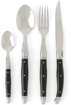 Heritage+24pc+Laguiole+Cutlery+Set+in+Black