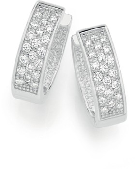 Sterling+Silver+Pav%26eacute%3B+Cubic+Zirconia+Huggies