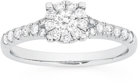 9ct-White-Gold-Diamond-Cluster-Ring on sale