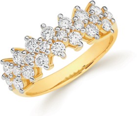 Alora+10ct+Gold+1+Carat+TW+Lab+Grown+Diamond+Two+Row+Ring