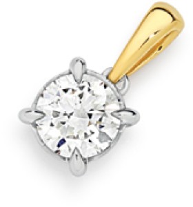 Alora+10ct+Two+Tone+Gold+3%2F4+Carat+Lab+Grown+Diamond+Solitaire+Pendant