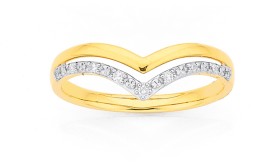 9ct+Gold+Diamond+Double+V+Shape+Split+Ring