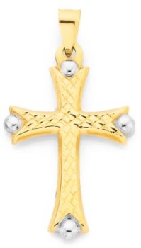 9ct+Gold+Two+Tone+Celtic+Cross+Pendant