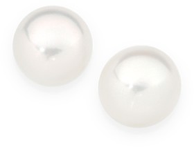 Sterling+Silver+8mm+Button+Cultured+F%2FW+Pearl+Studs