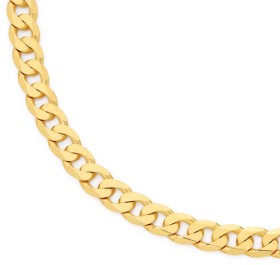 9ct+Gold+55cm+Solid+Curb+Gents+Chain