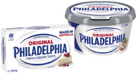 Philadelphia+Fresh+Creamy+Taste+Cream+Cheese+Spreadable+Tub+or+Cheese+Block+250g+Selected+Varieties