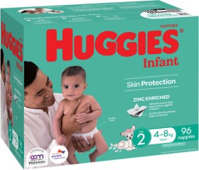 Huggies+Nappies+Newborn+108+Pack%2C+Infant+96+Pack+or+Pure+Care+Nappy+Pants+46%E2%80%9172+Pack+Selected+Varieties