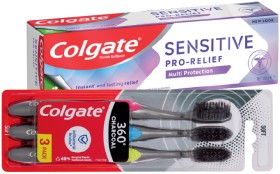 Colgate+Sensitive+Pro%E2%80%91Relief+Toothpaste+110g+or+360%26deg%3B+Charcoal+Toothbrush+3+Pack+Selected+Varieties%2A