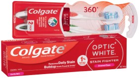 Colgate+Optic+White+Toothpaste+140g%2C+Mouthwash+500mL%2C+360%26deg%3B+Optic+White+or+Optic+White+Pro+Toothbrush+2+Pack+Selected+Varieties