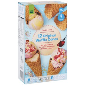 Woolworths+Natural+Plain+Waffle+Cones+Pk+12