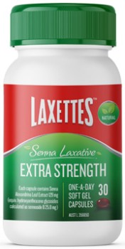 Laxettes+Senna+Laxative+Extra+Strength+30+Soft+Gel+Capsules