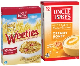 Uncle+Tobys+Oats+Quick+Sachets+8%E2%80%9110+Pack+or+Weeties+510g+Selected+Varieties