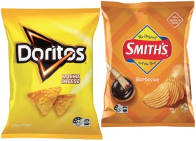 Doritos+Corn+Chips%2C+Smith%26%23039%3Bs+Crinkle+Cut+Chips+150%E2%80%91170g+or+Double+Crunch+Chips+150g+Selected+Varieties