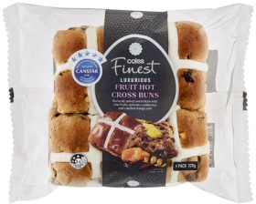 Coles+Finest+Luxurious+Fruit+Hot+Cross+Buns+4+Pack+320g