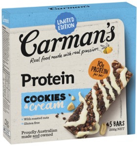 Carman%26%23039%3Bs+Cookies+%26amp%3B+Cream+Protein+Bars+5+Pack+200g