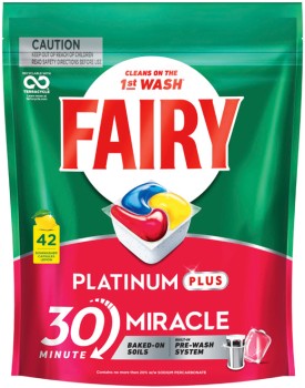 Fairy+Platinum+Plus+Dishwasher+Capsules+Lemon+42+Pack